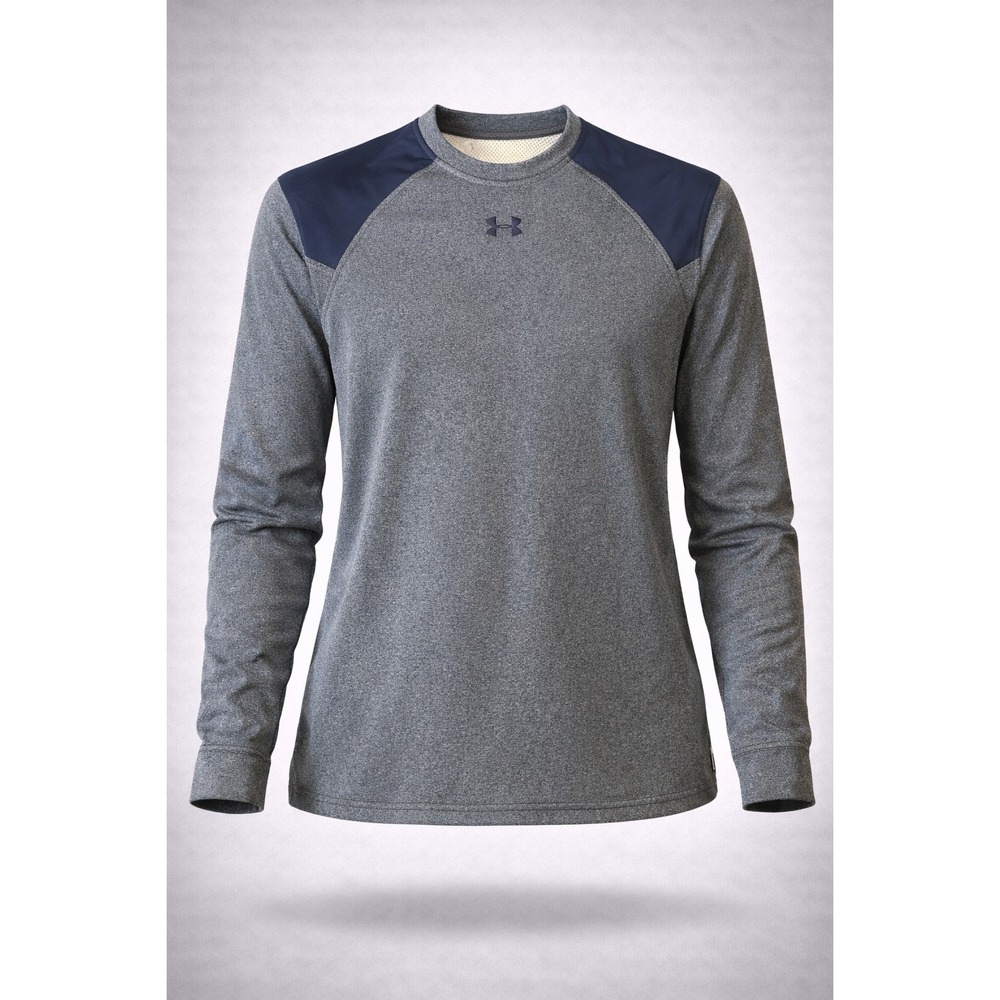 Under Armour ColdGear Mens XL Loose Fit Long Sleeve Shirt Grey Navy Blue Heather